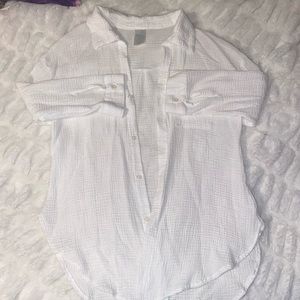 white button up, medium length sleeves, barely worn